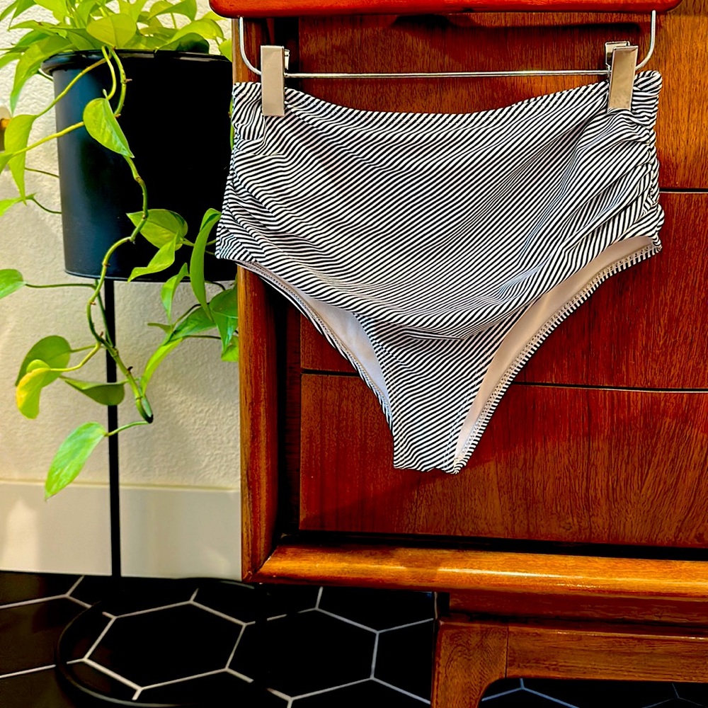 Striped high waist bikini bottom